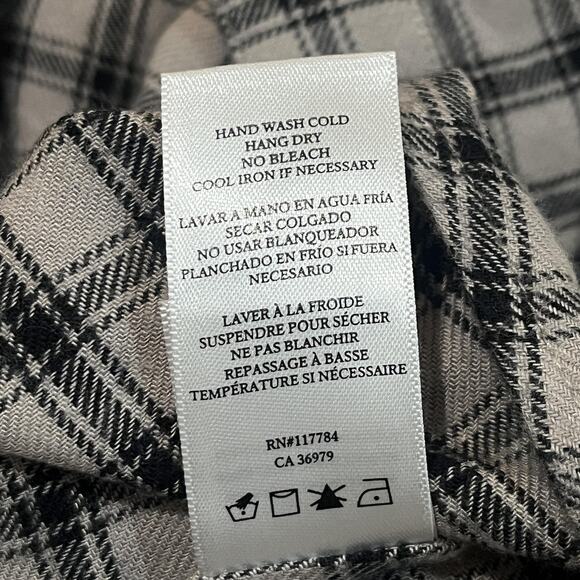 Rails Shirt Womens Angelica Check Flannel Small Beige Black Plaid Button Front - Picture 12 of 12